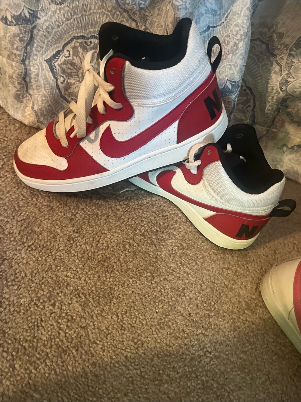 Nike Kids Red and White High-Top Sneakers
